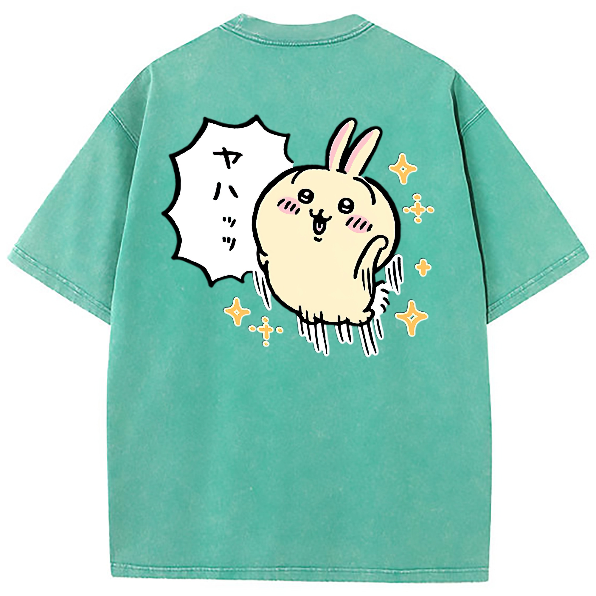 （画像用） ちいかわ うさぎ Chii-kawa usagi 綿100% ヴィンテージ風 半袖Tシャツ（背面プリント）